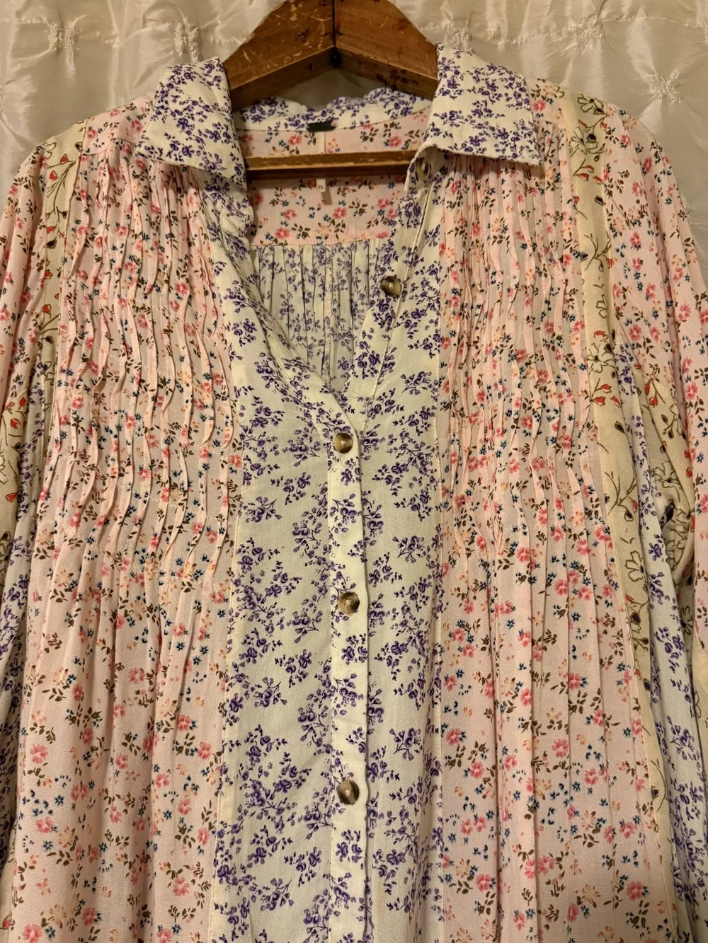 Free People Lost In You Printed Tunic Blouse Mini Dress Light Floral Combo